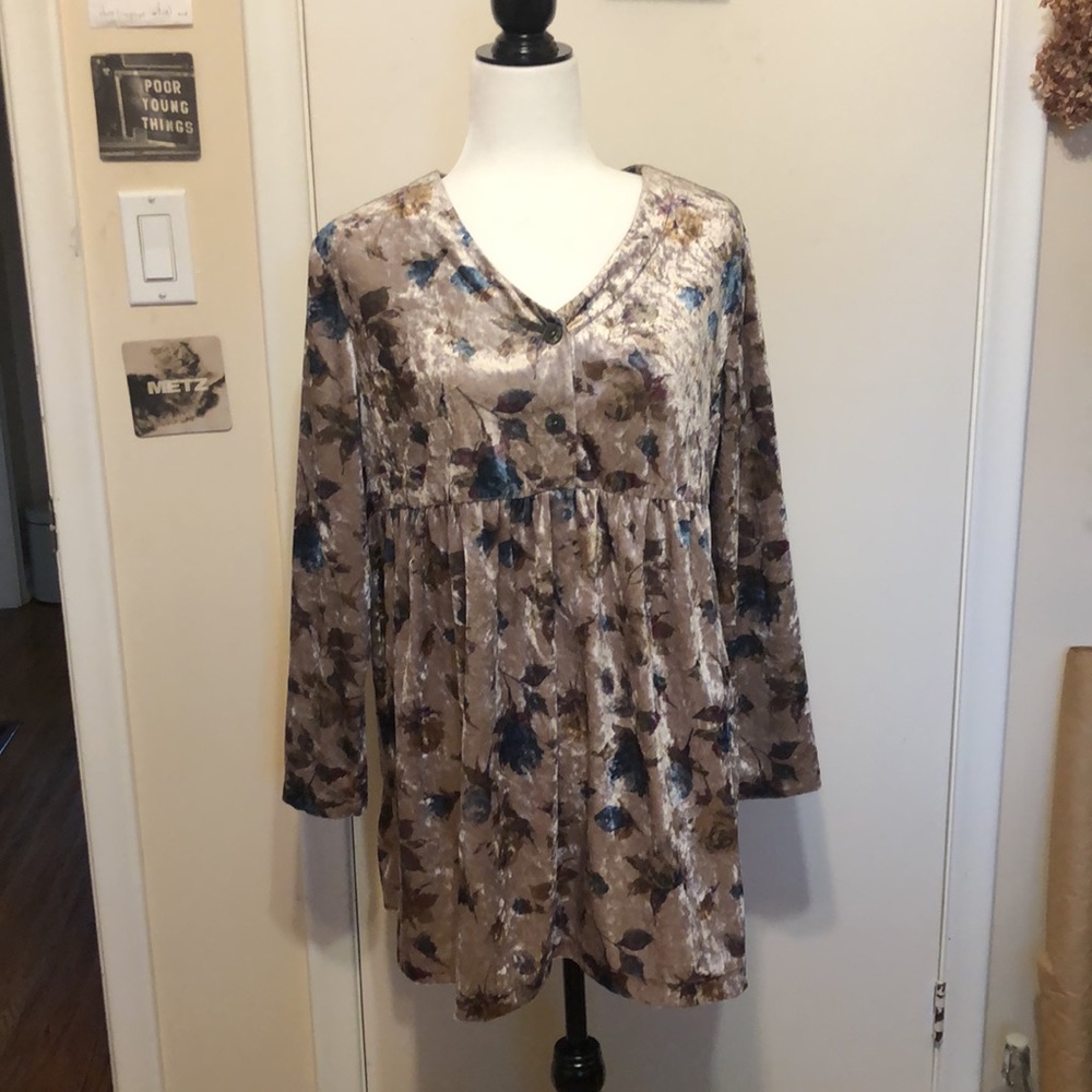 90s y2k velvet long sleeve baby doll dress